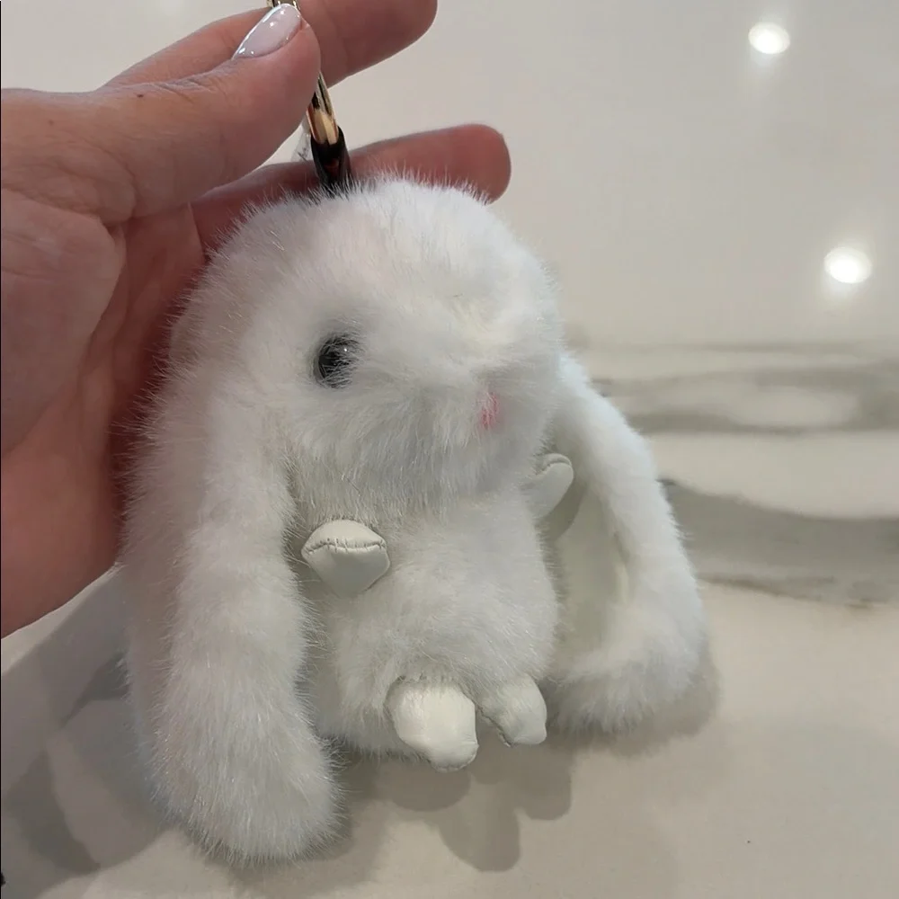White Plush Bunny Keychain